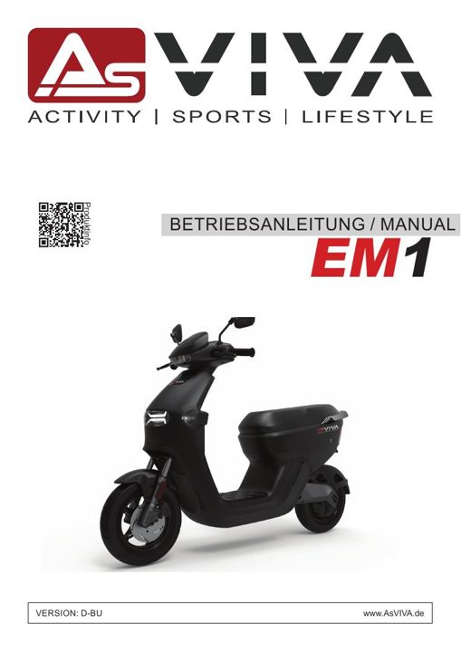 Scooter électrique AsVIVA EM1 60V 20Ah batterie Panasonic