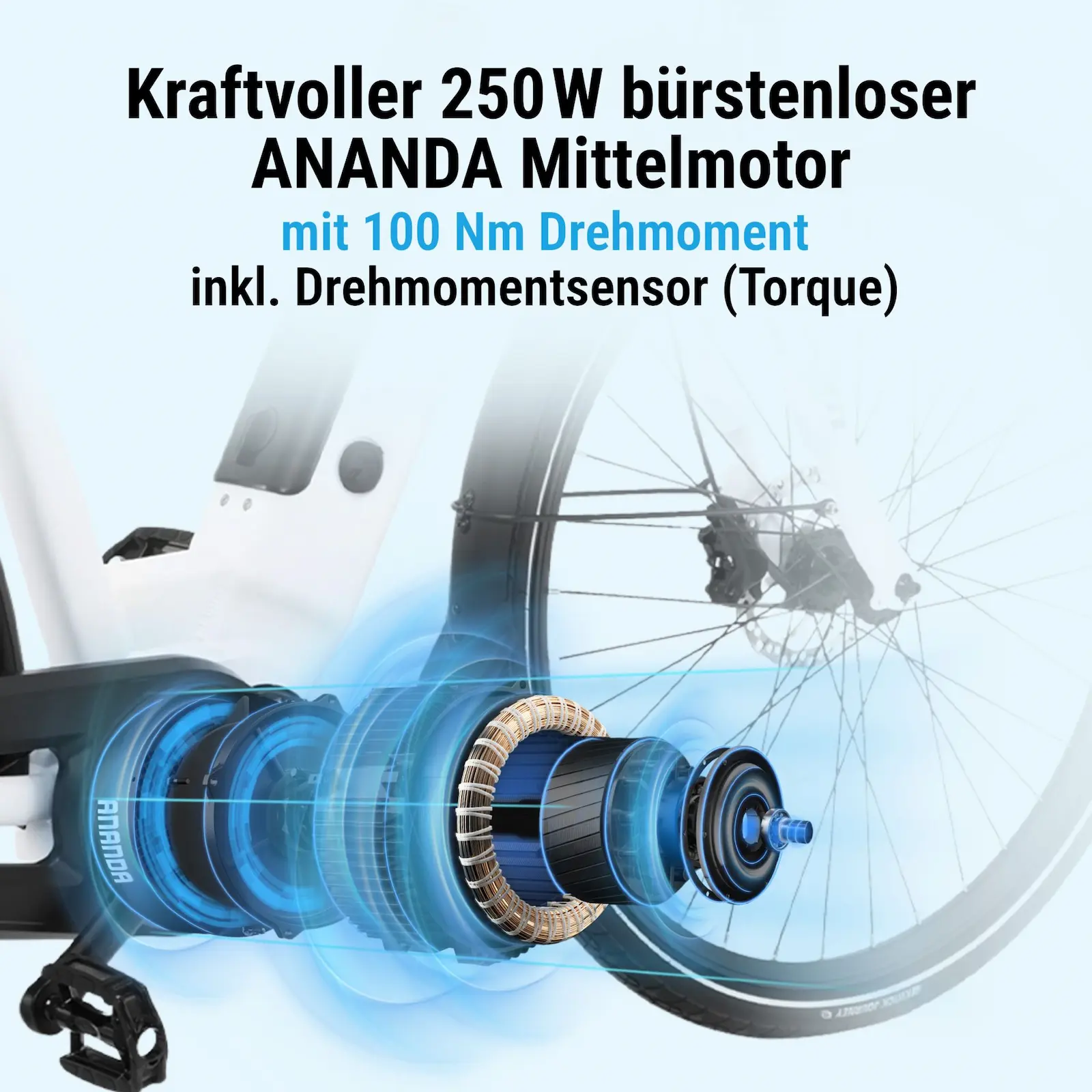 City E-Bike Stadtfalter B14 – 28 Zoll – Weiß - Antrieb und Akku