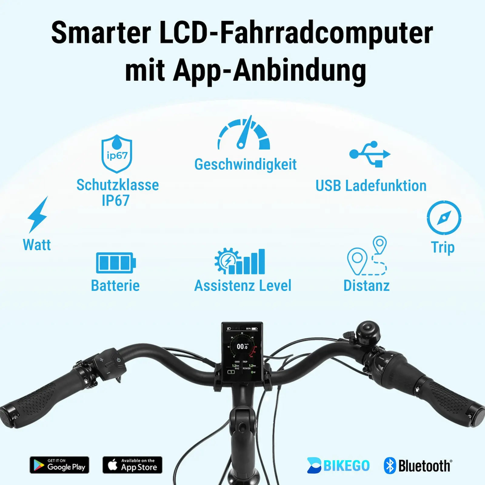 City E-Bike Stadtfalter B14 – 28 Zoll – Weiß - Display und Konsole