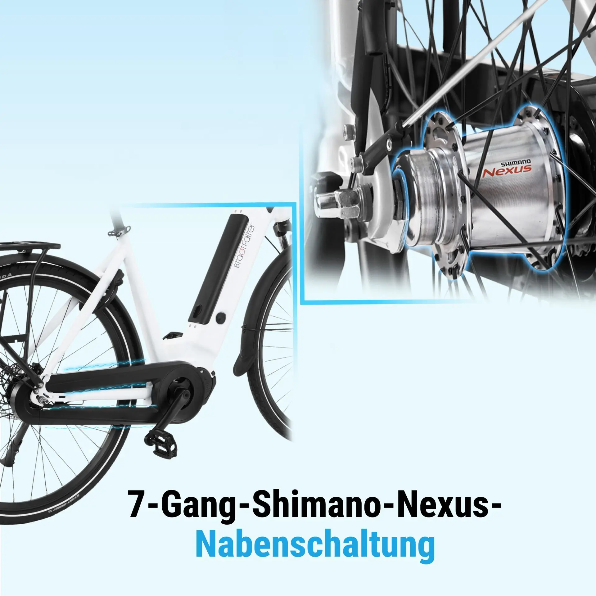 City E-Bike Stadtfalter B14 – 28 Zoll – Weiß - Produktansicht