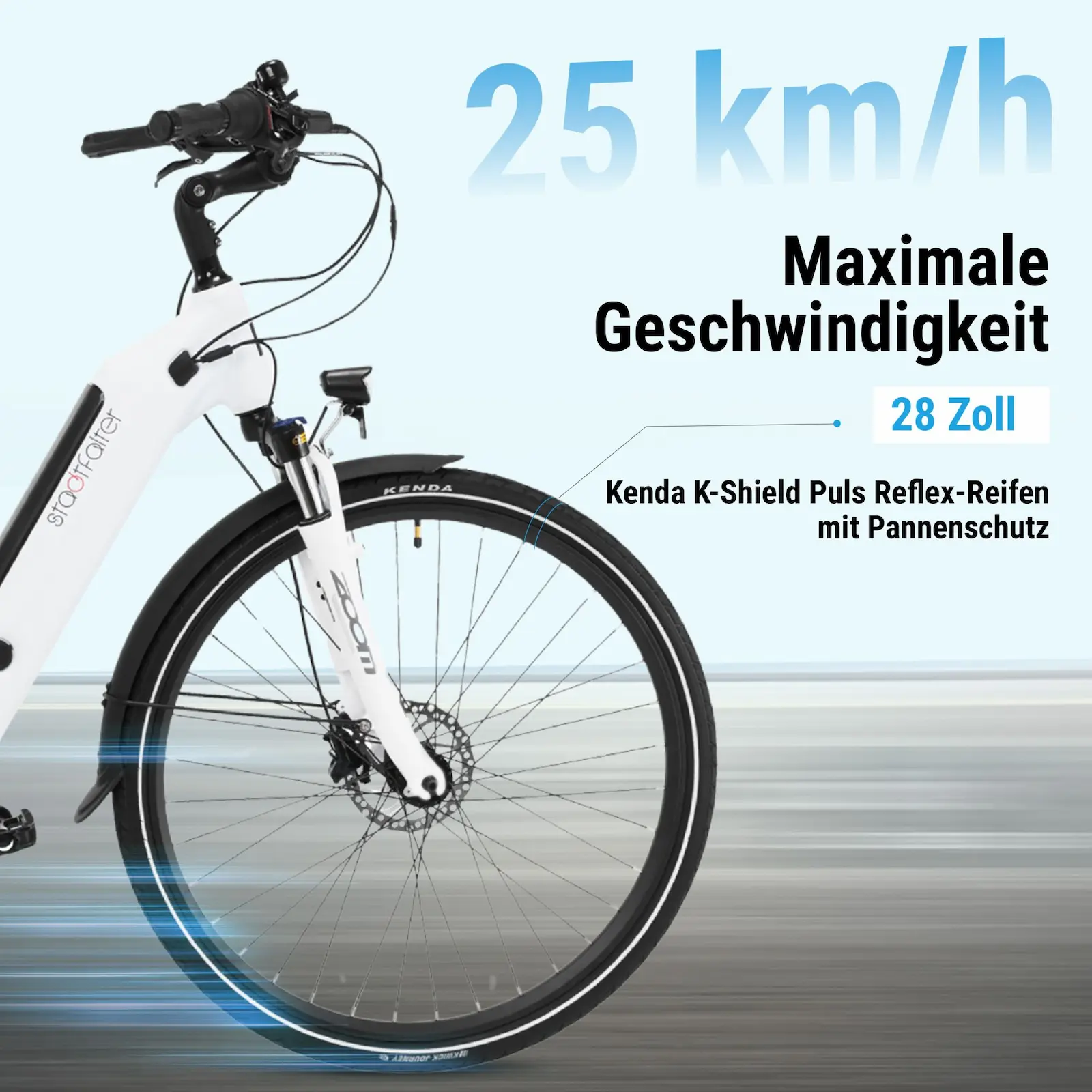 City E-Bike Stadtfalter B14 – 28 Zoll – Weiß - Produktansicht