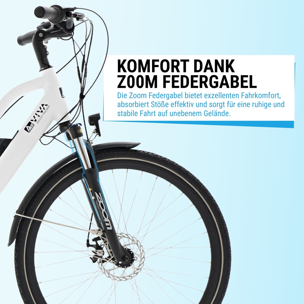 AsVIVA City E-Bike B15 – 28 Zoll – Weiß - Detailansicht