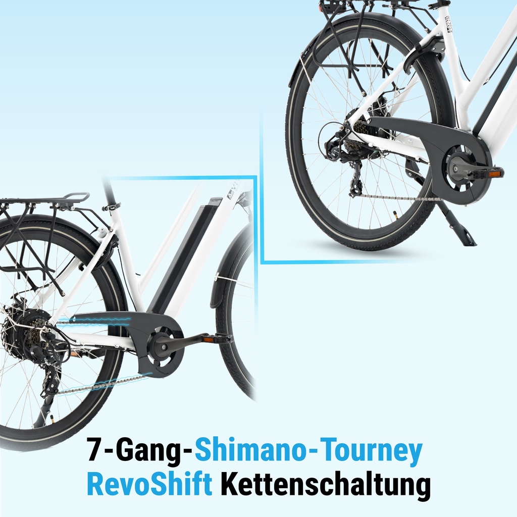 AsVIVA City E-Bike B15 – 28 Zoll – Weiß - Produktansicht