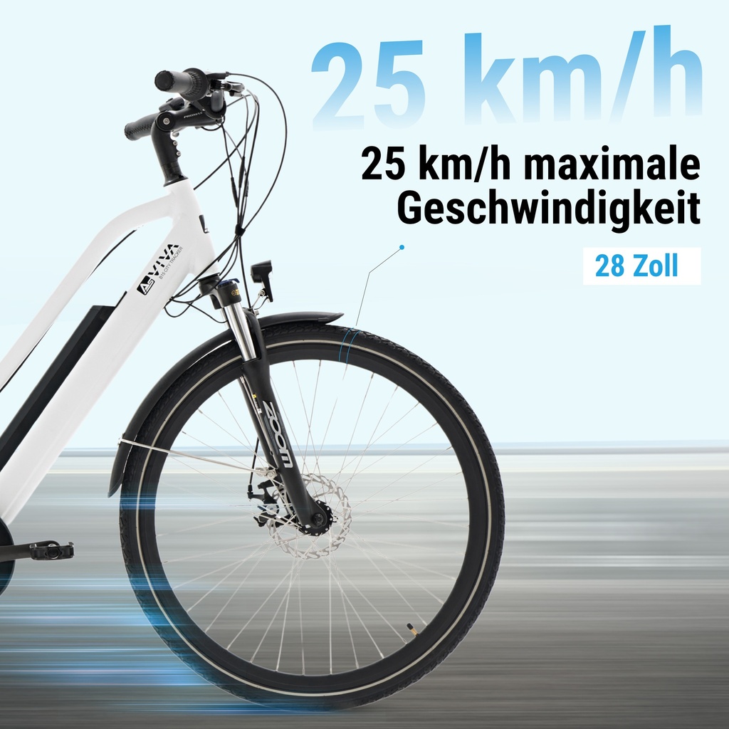 AsVIVA City E-Bike B15 – 28 Zoll – Weiß - Produktansicht