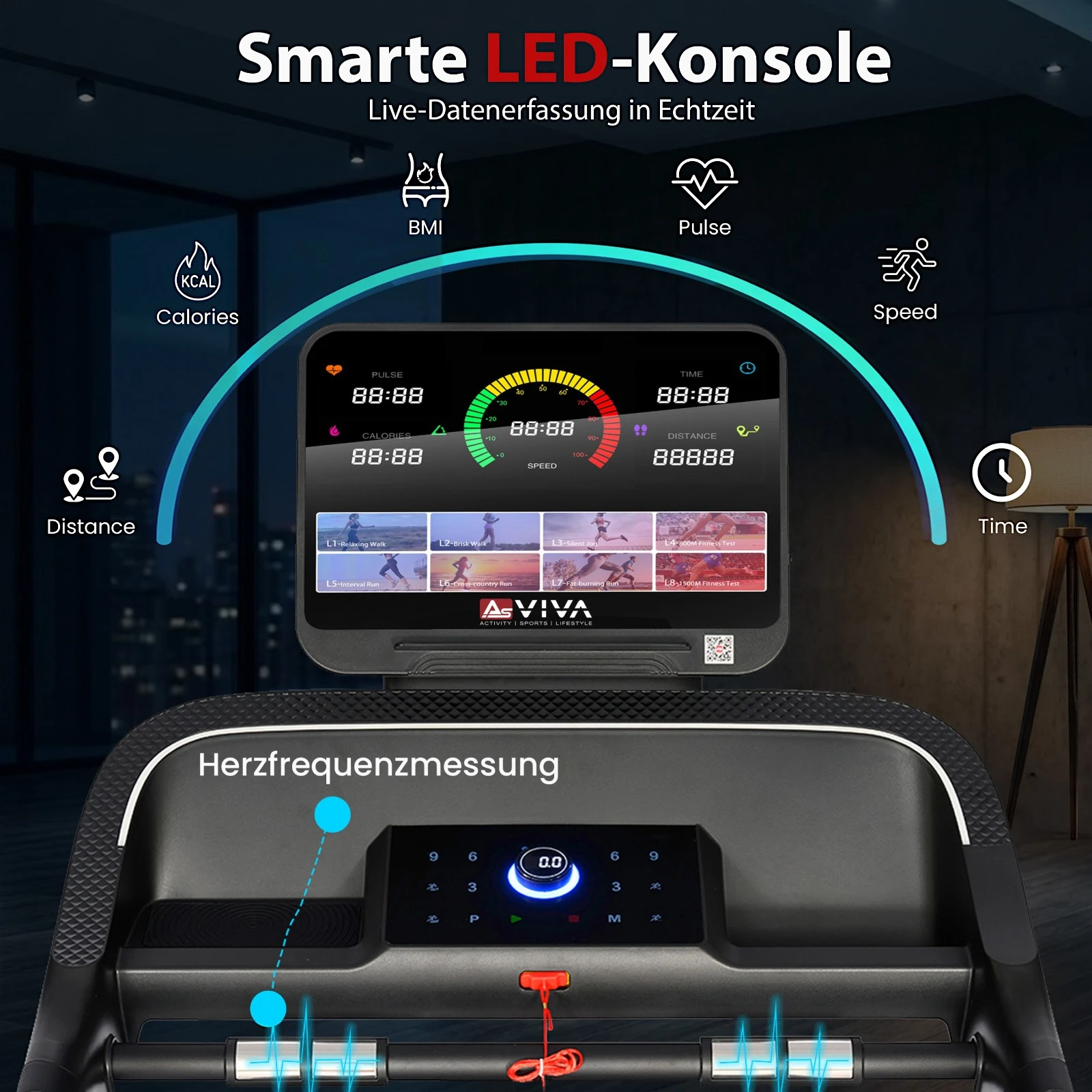 AsVIVA Laufband (K12525) - Display und Konsole