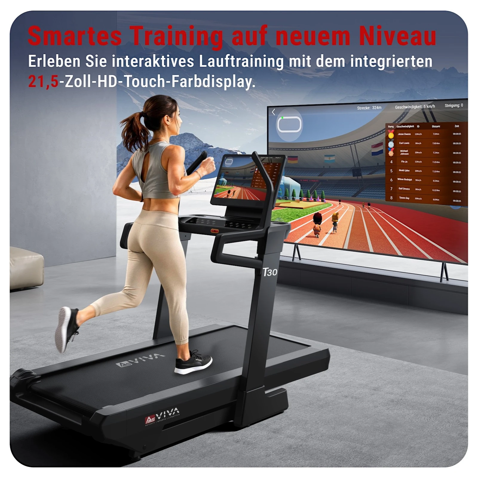 AsVIVA [T30] Laufband T30 Pro Max Climb Marathon - Display und Konsole
