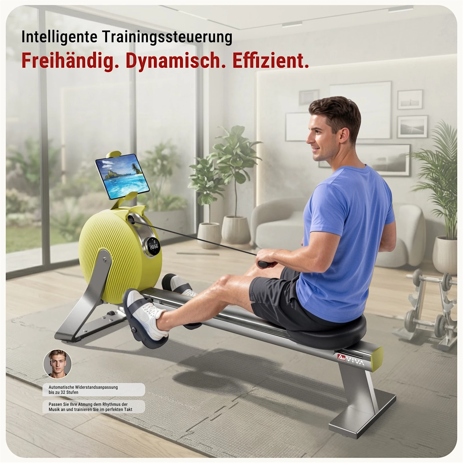 AsVIVA Rudergerät PowerGen RA20 - Trainingsansicht