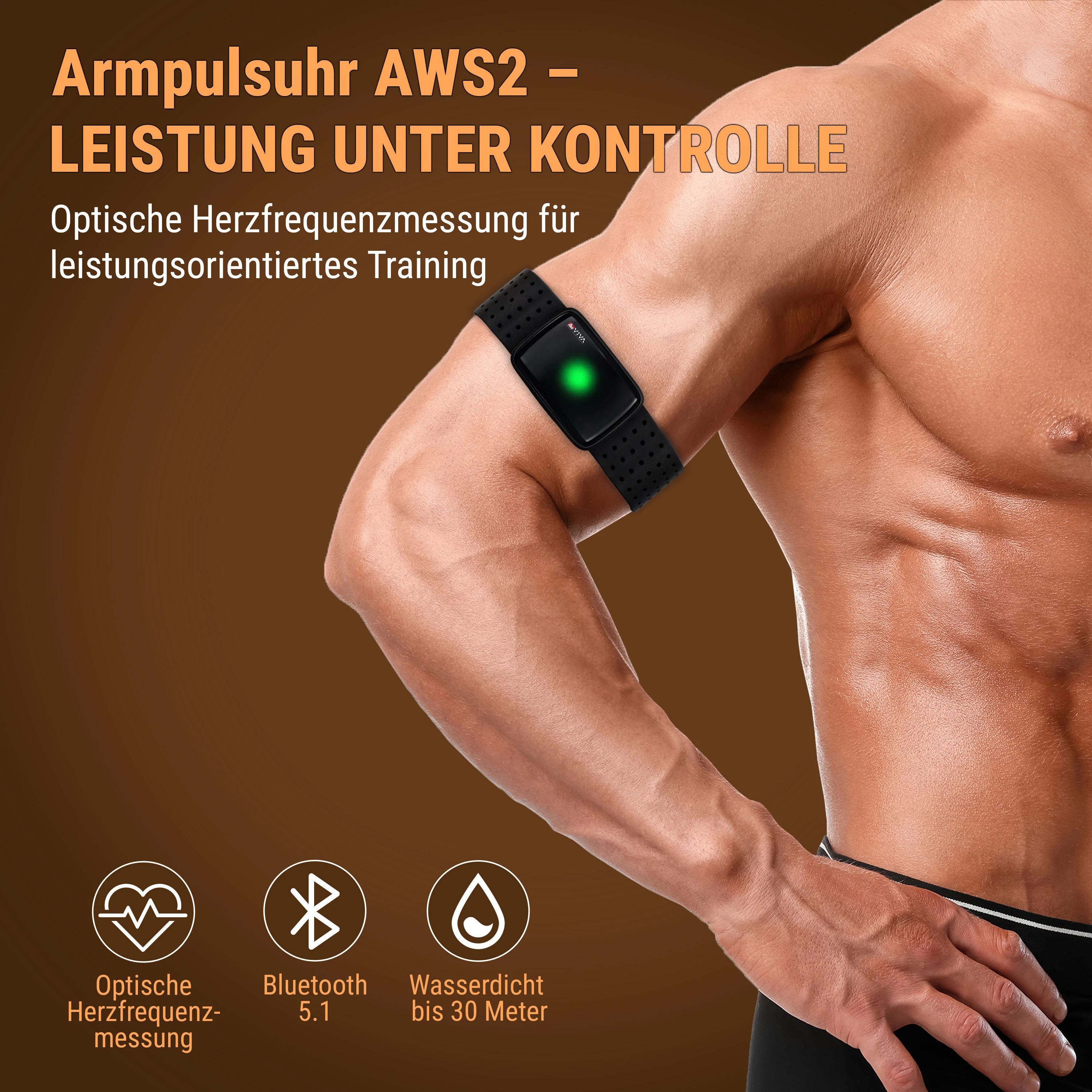 AsVIVA [AWS2] Armpulsgurt mit Bluetooth AWS2 - App-Kompatibilität