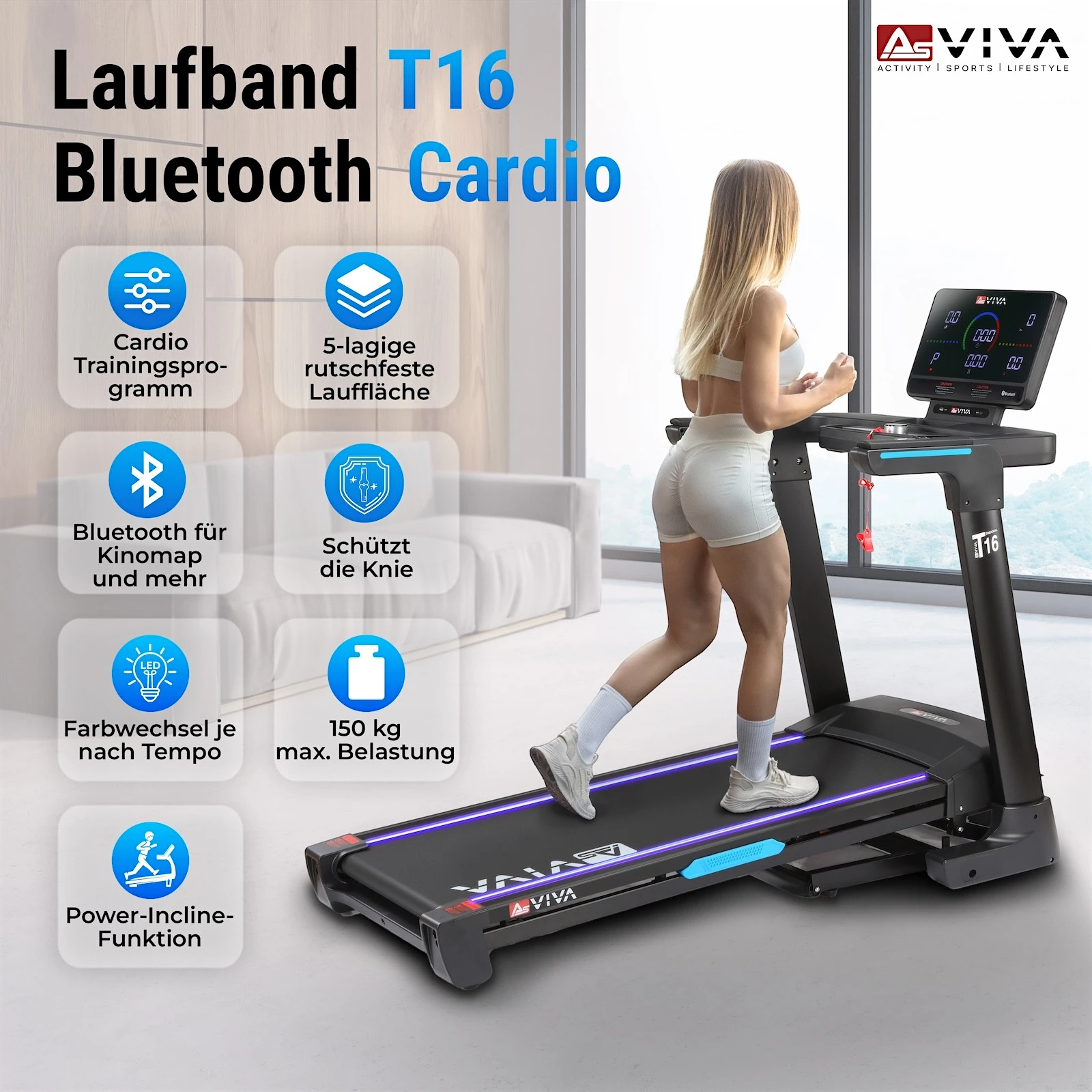 AsVIVA Laufband (UF6480-B) - Detailansicht