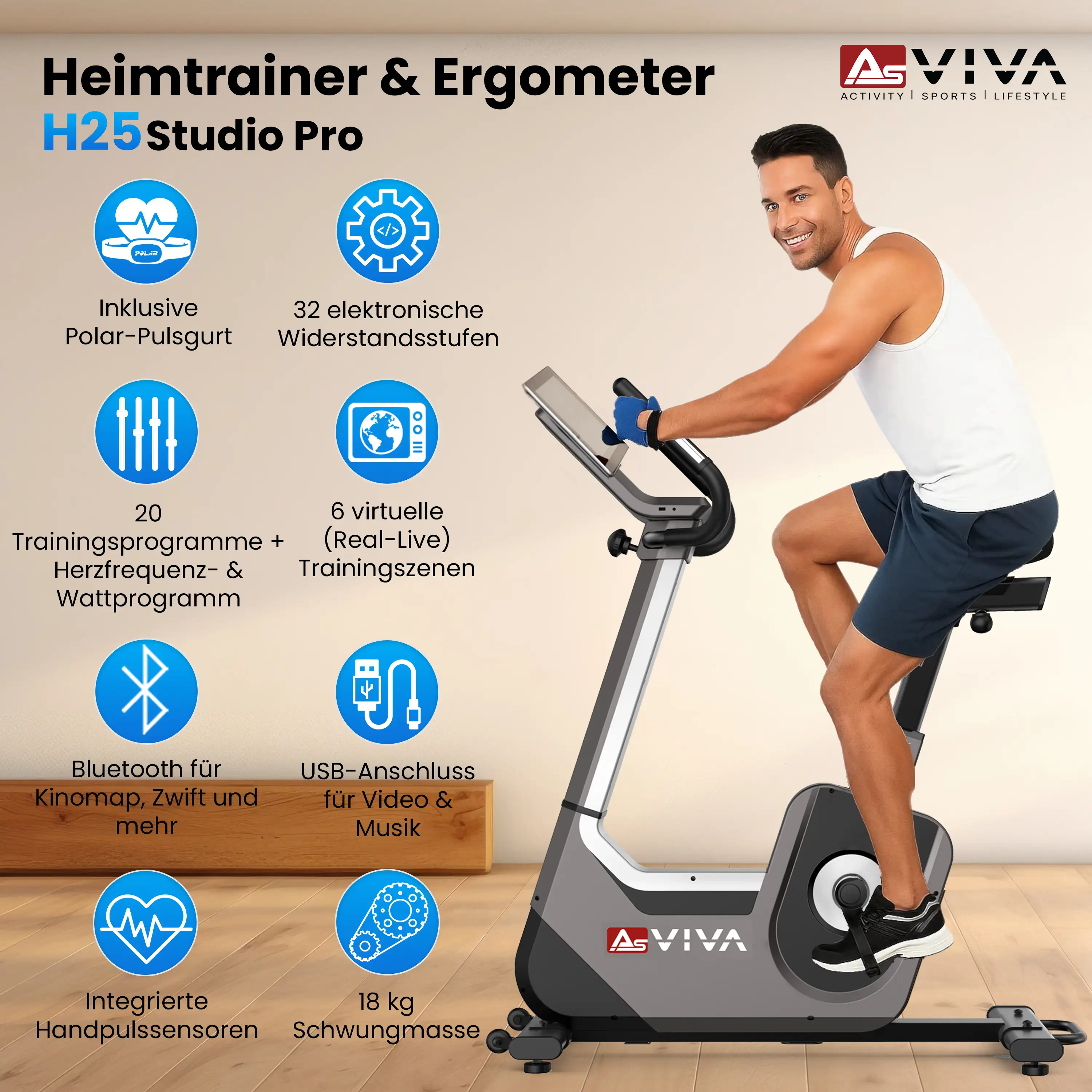 AsVIVA Ergometer Studio Pro H25 - Detailansicht