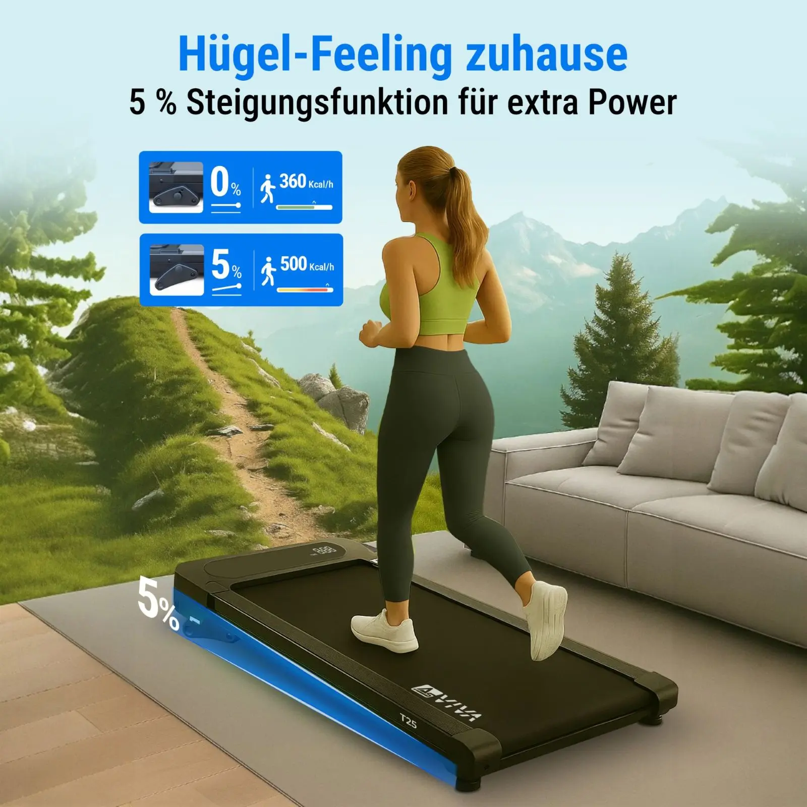 AsVIVA Walking Pad & Laufband Smart T25 - Trainingsansicht
