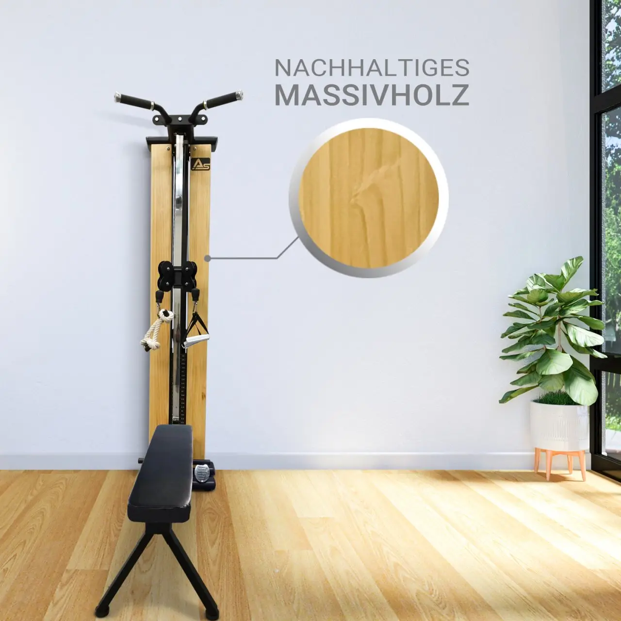 AsVIVA Kraftstation & Kabelzugstation MG7 Natur - Produktansicht