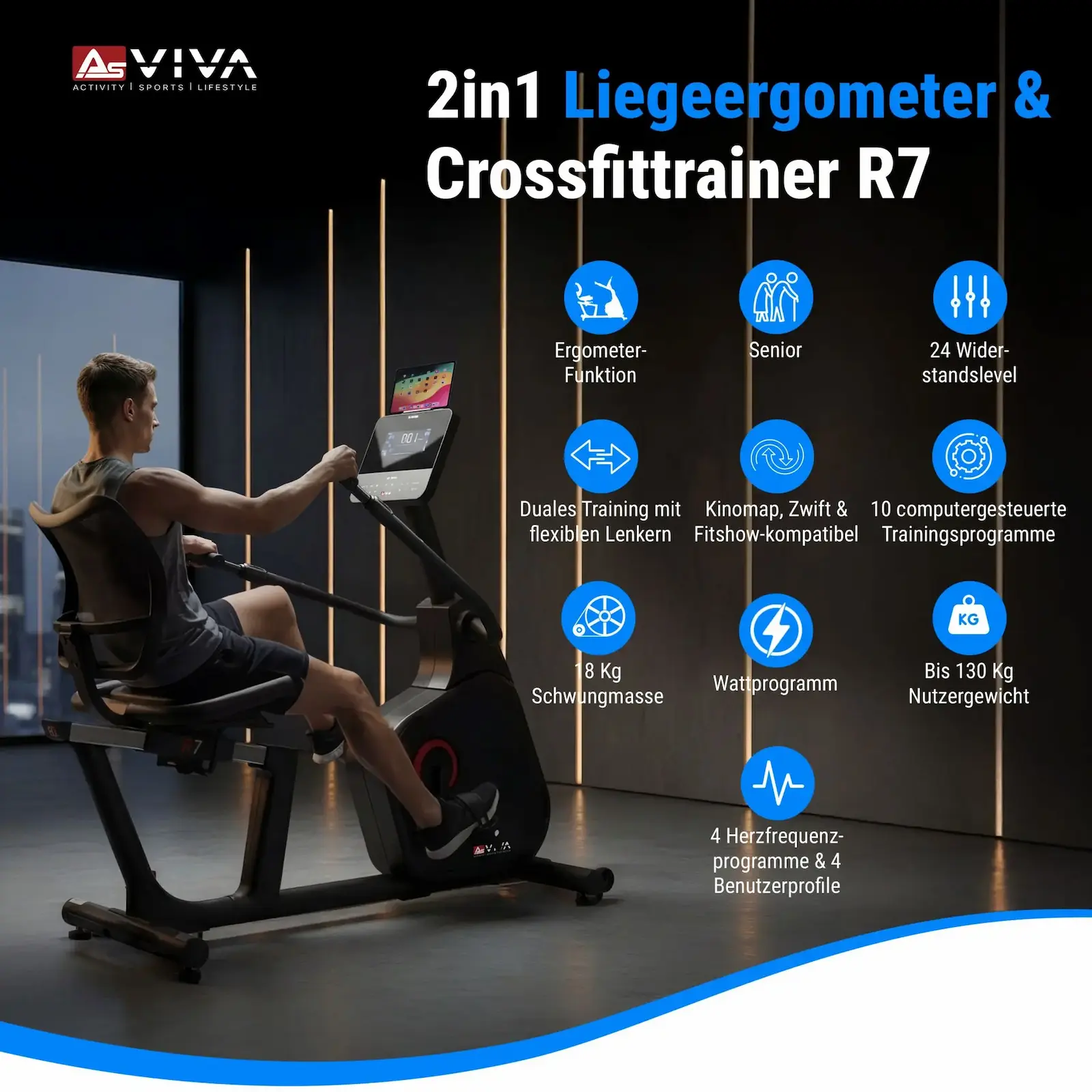 AsVIVA Liegeergometer (YK-B1902R) - Produktansicht