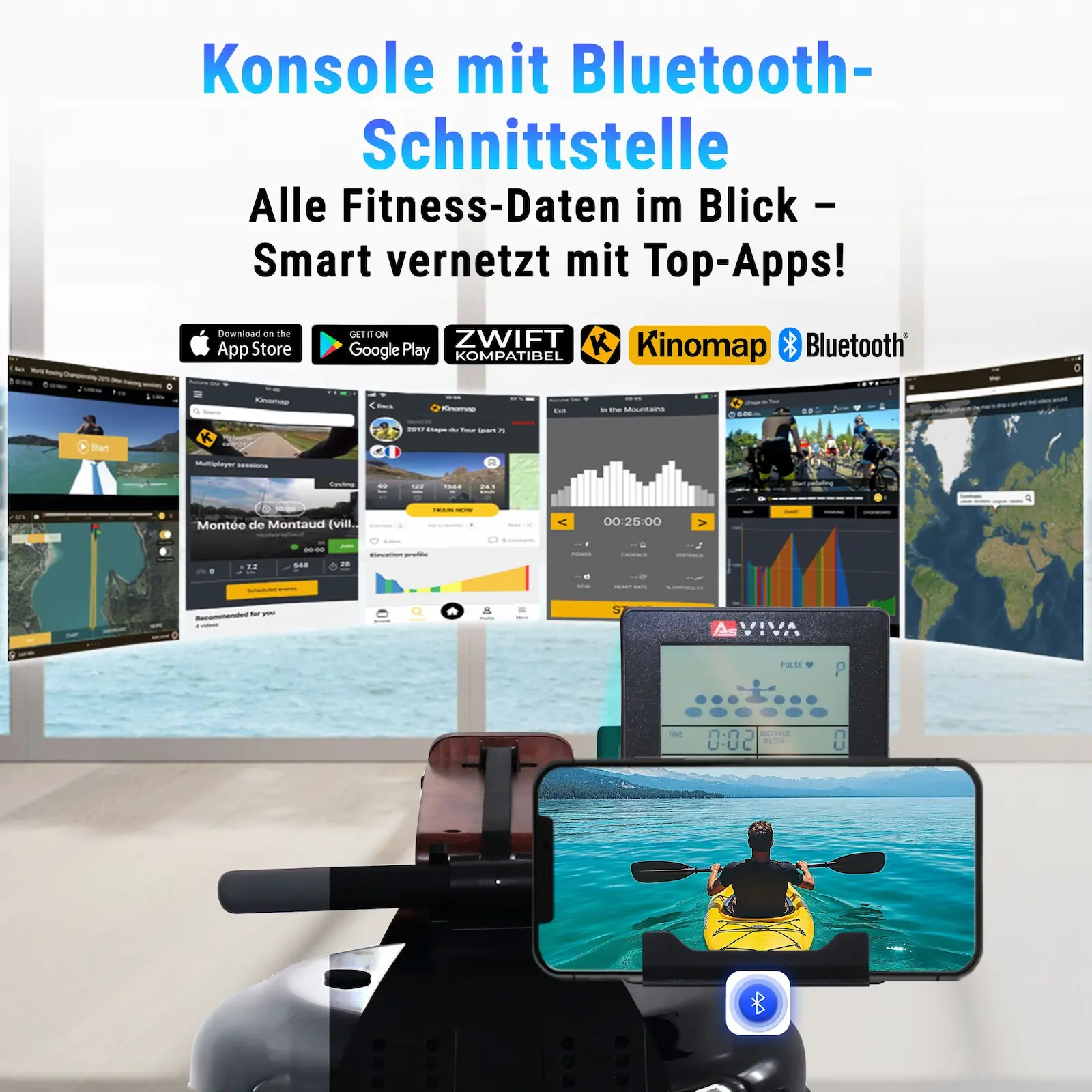 AsVIVA Wasser-Rudergerät RA18 Pro - Produktansicht