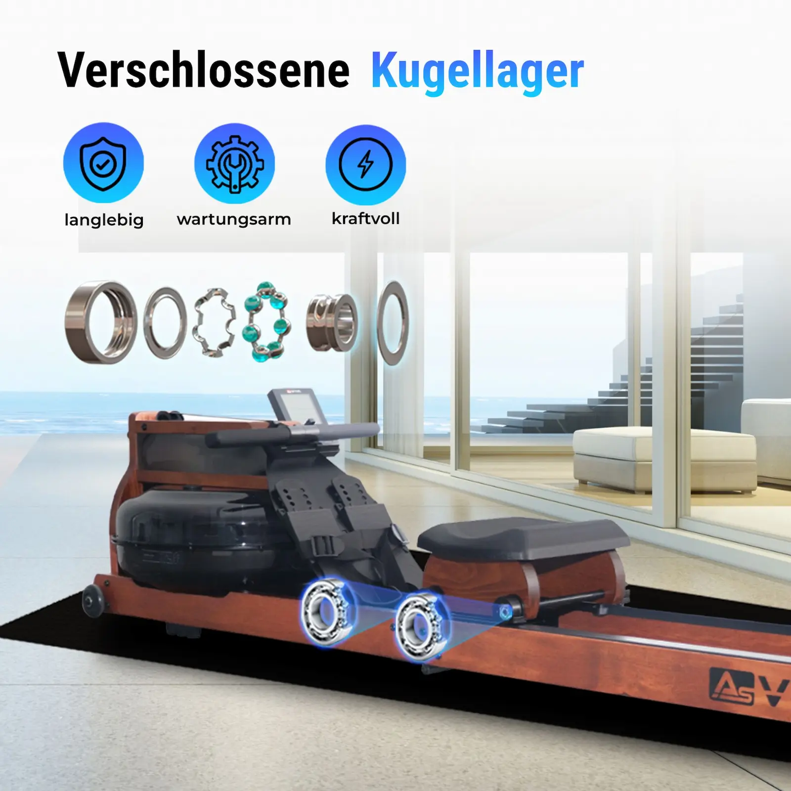AsVIVA Wasser-Rudergerät RA18 Pro - Produktansicht