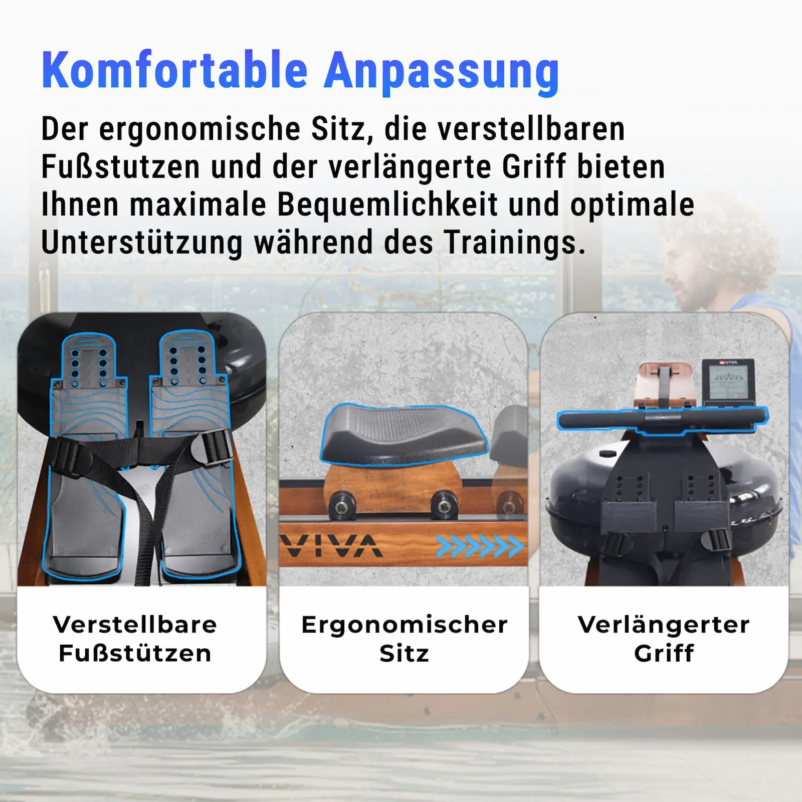 AsVIVA Wasser-Rudergerät RA18 Pro - Produktansicht