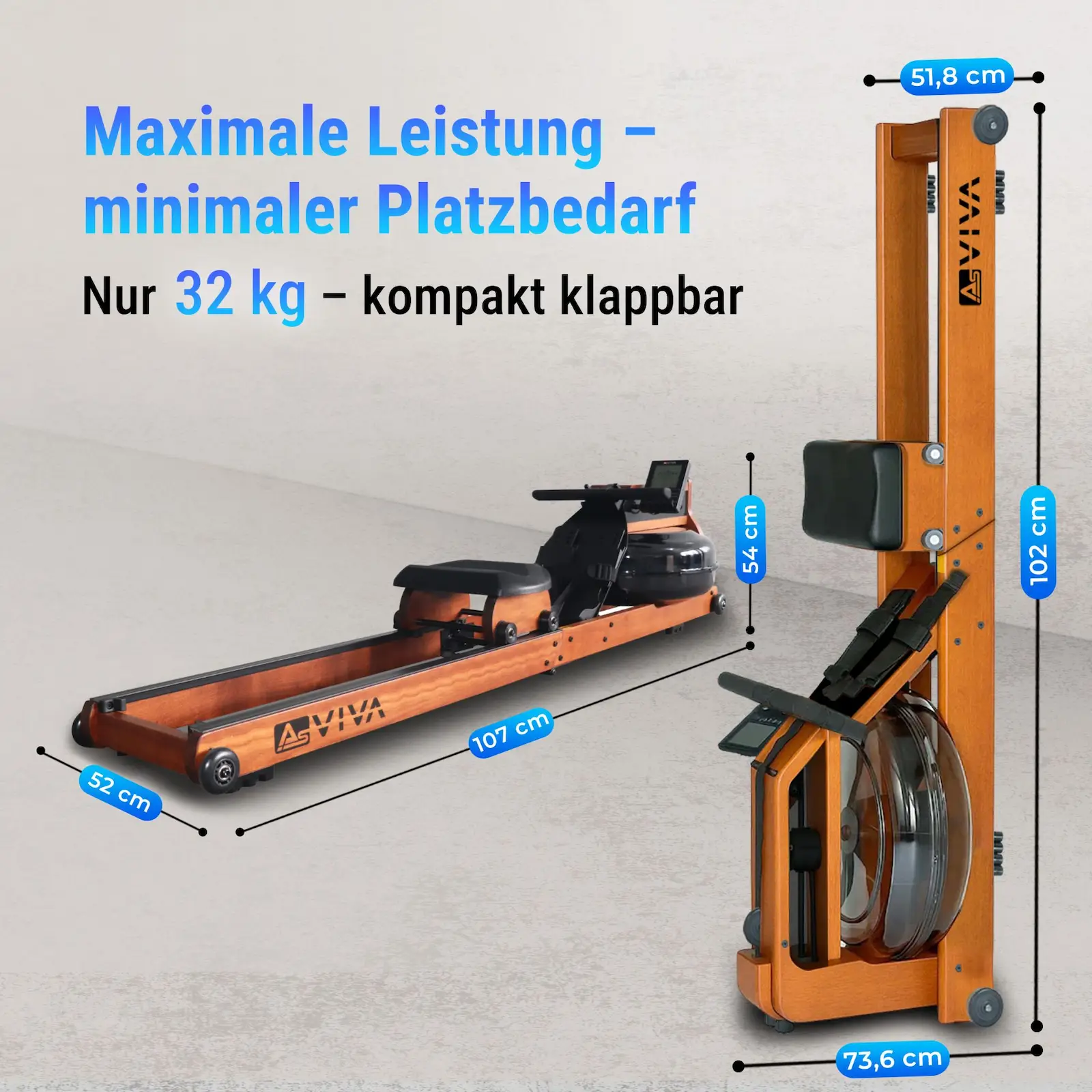 AsVIVA Wasser-Rudergerät RA18 Pro - Produktansicht