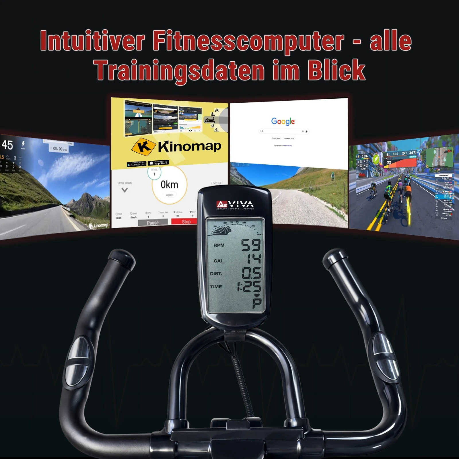 AsVIVA | INDOOR CYCLE Cardio XI Sport bicycle S11 - Display und Konsole