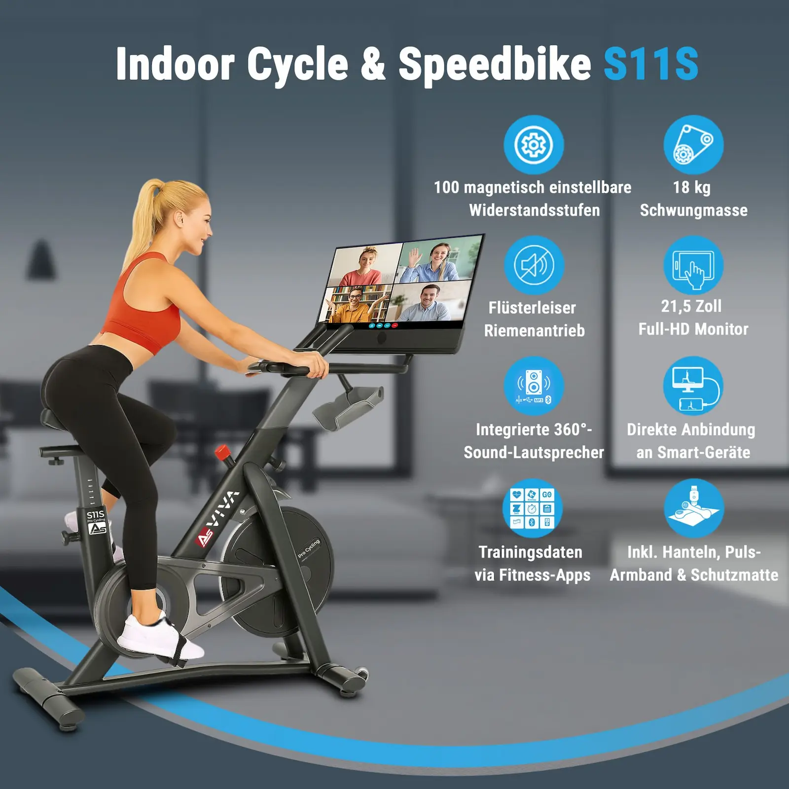 AsVIVA | INDOOR CYCLE Cardio XI Sport bicycle S11 - Produktansicht