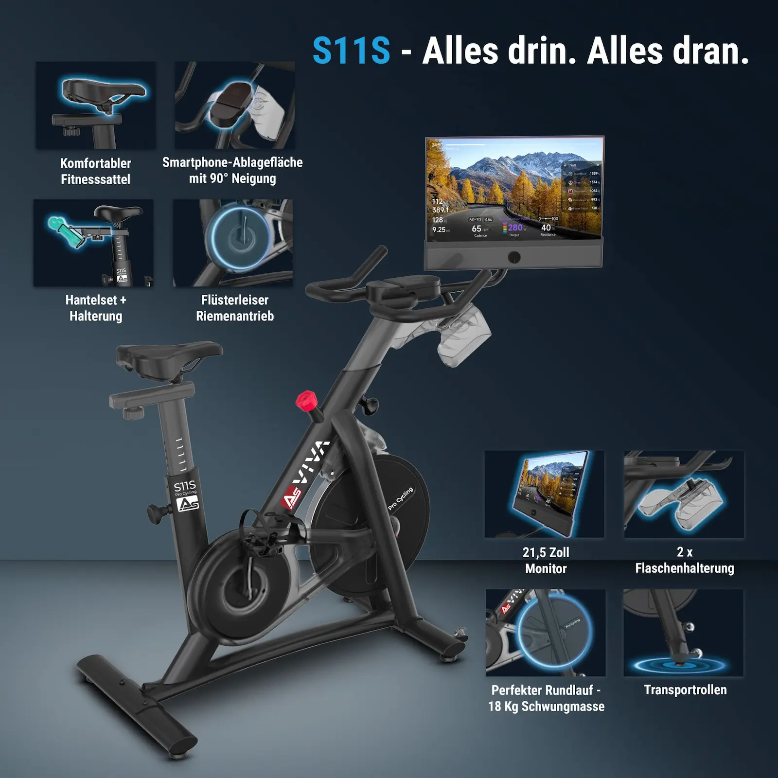 AsVIVA | INDOOR CYCLE Cardio XI Sport bicycle S11 - Produktansicht
