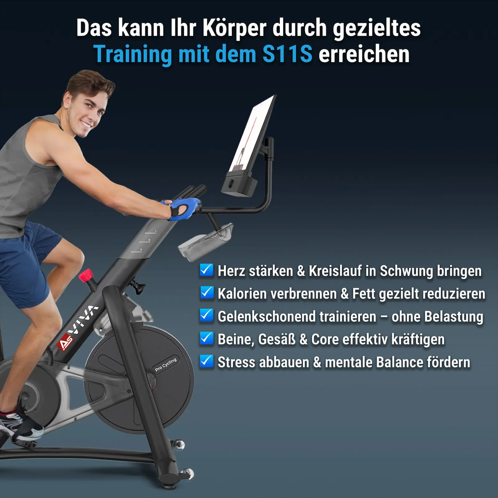 AsVIVA | INDOOR CYCLE Cardio XI Sport bicycle S11 - Trainingsansicht