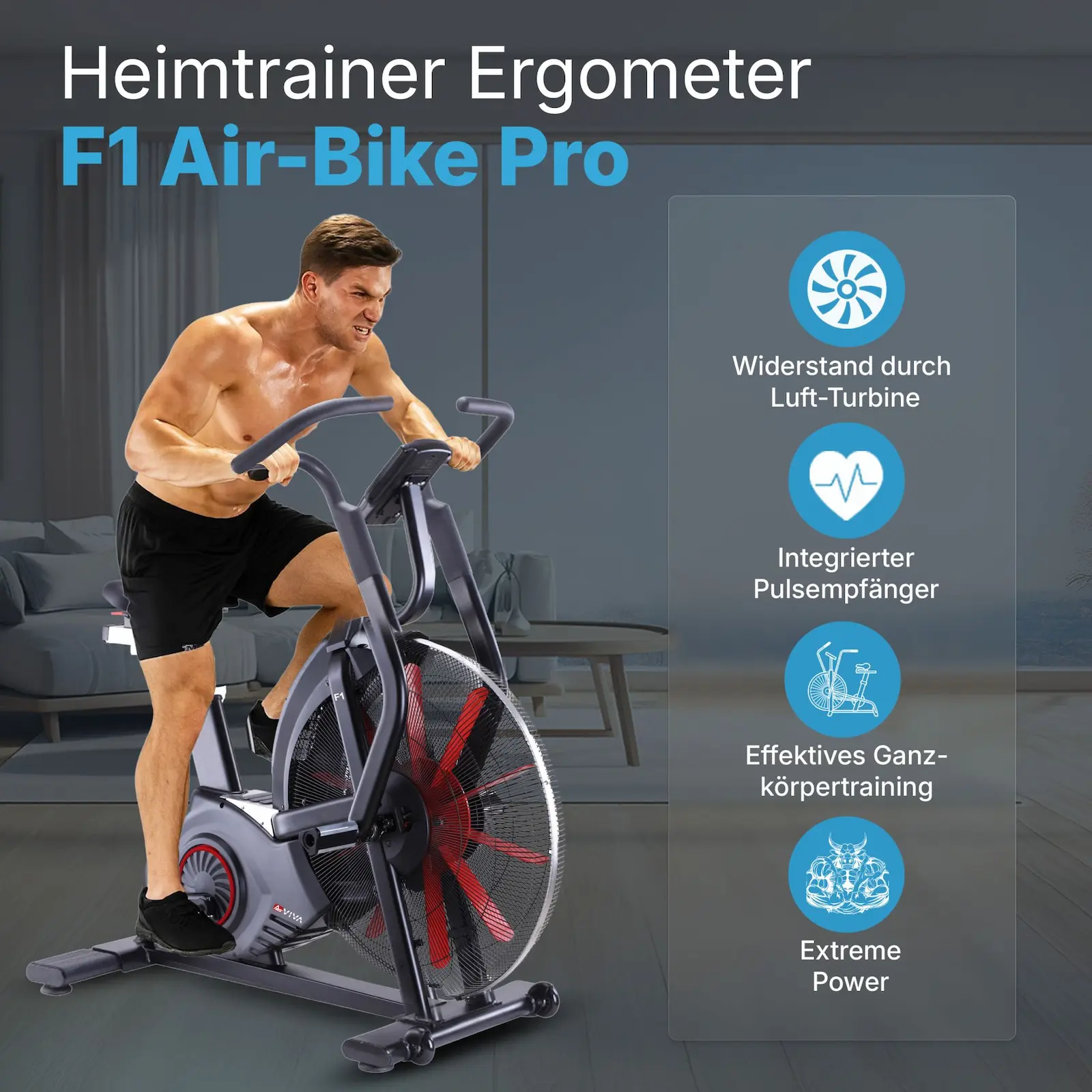 AsVIVA Air Bike Semi-Profi Heimtrainer F1 - Produktansicht