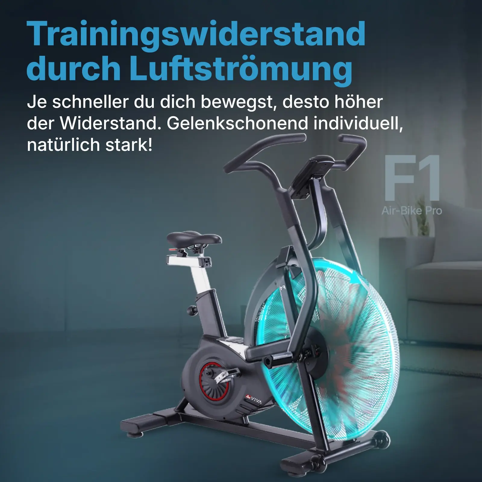 AsVIVA Air Bike Semi-Profi Heimtrainer F1 - Produktansicht