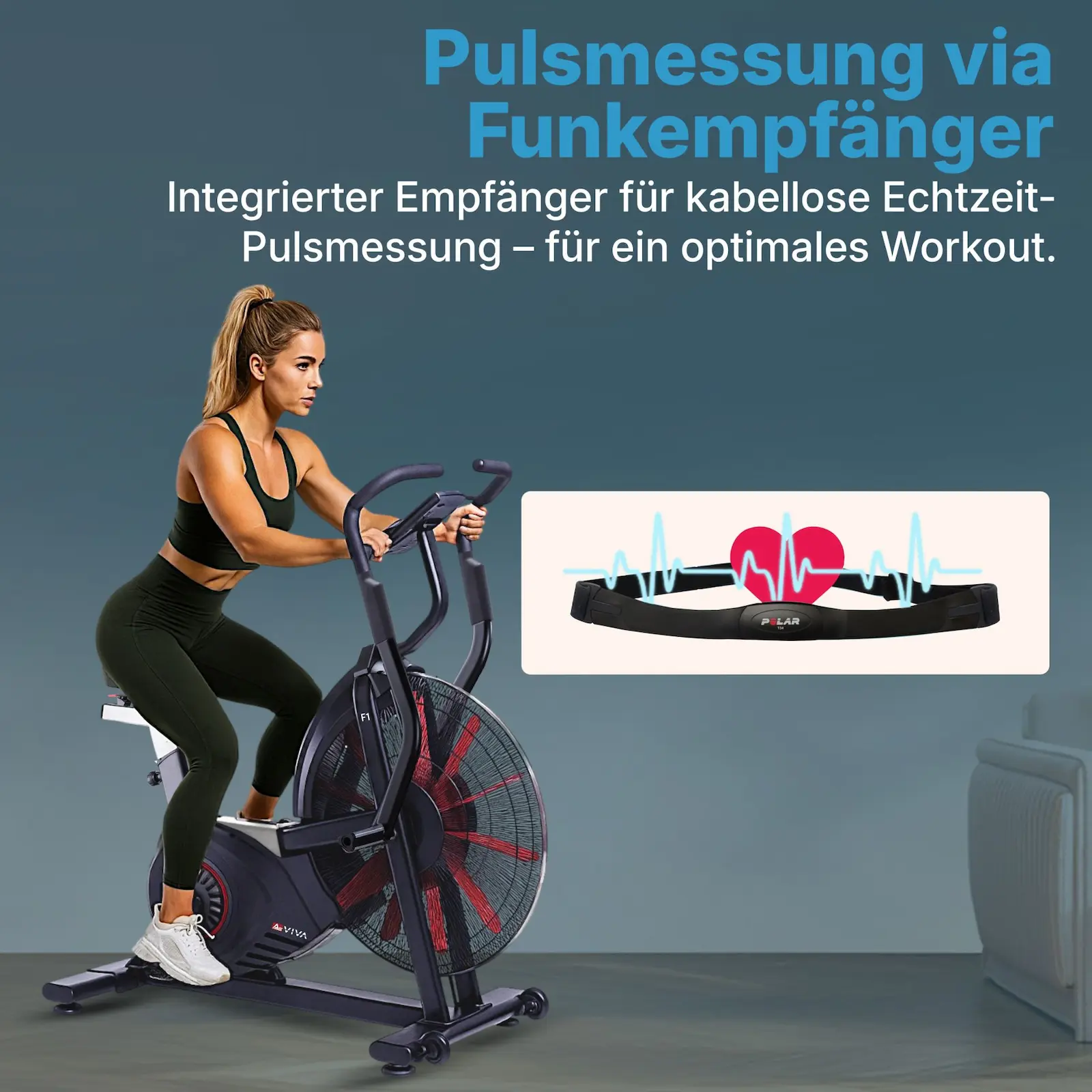 AsVIVA Air Bike Semi-Profi Heimtrainer F1 - Produktansicht