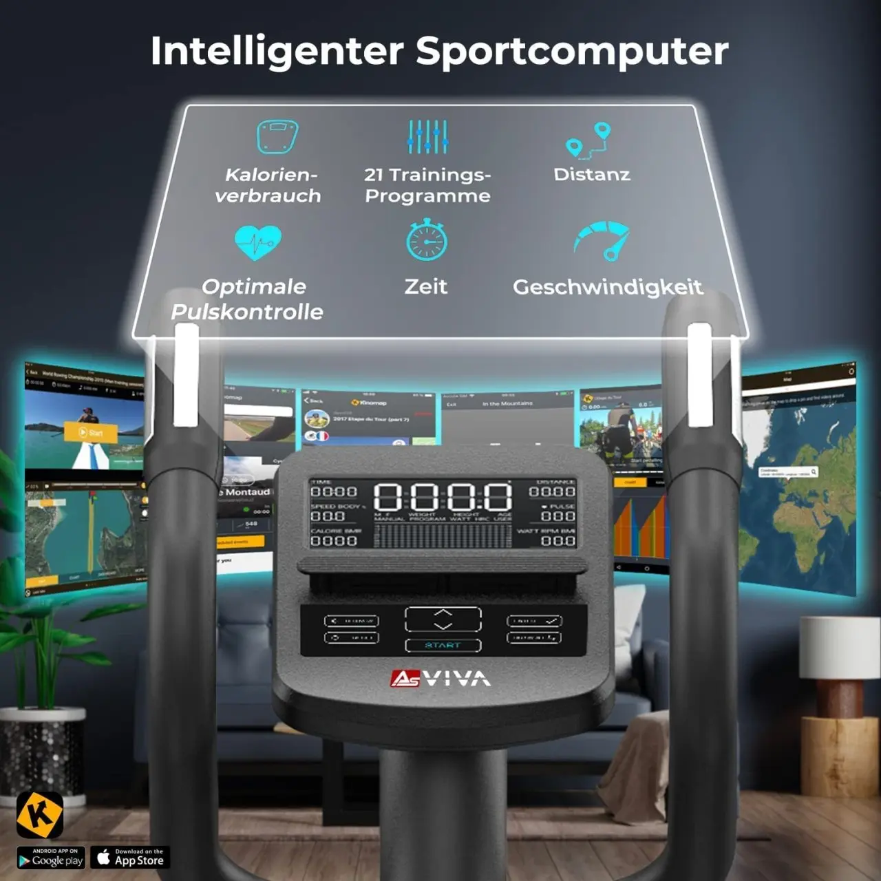 AsVIVA Crosstrainer C29 Step - Display und Konsole