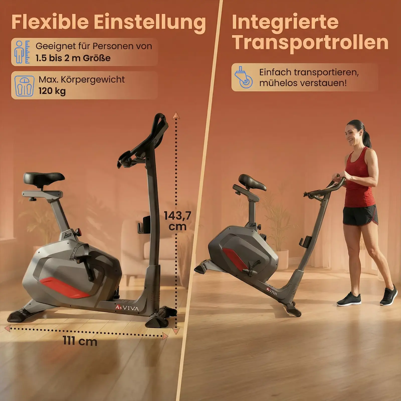 AsVIVA Ergometer Smart Fit H22 grau - Produktansicht