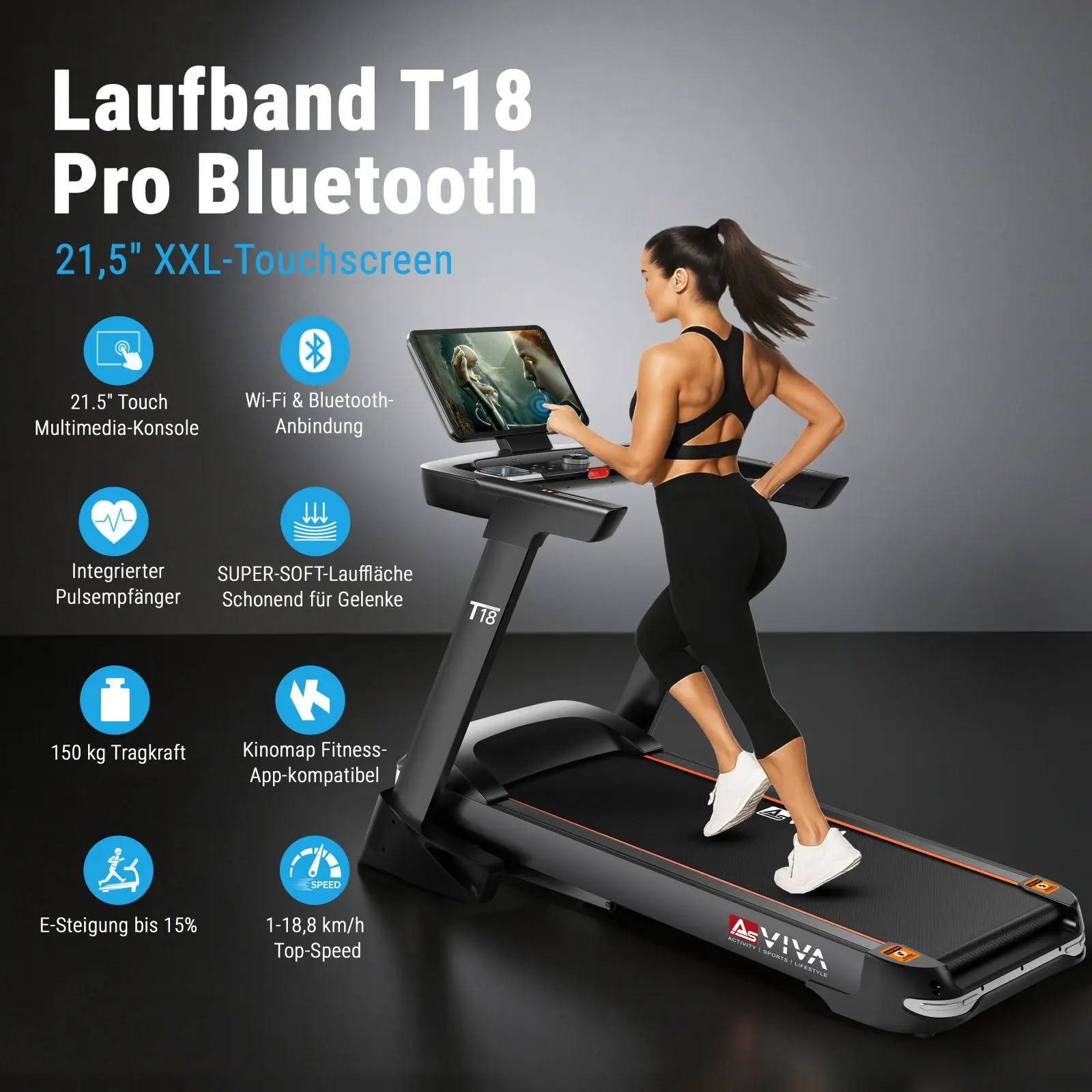 AsVIVA Laufband (GTS9#21,5") - Produktansicht
