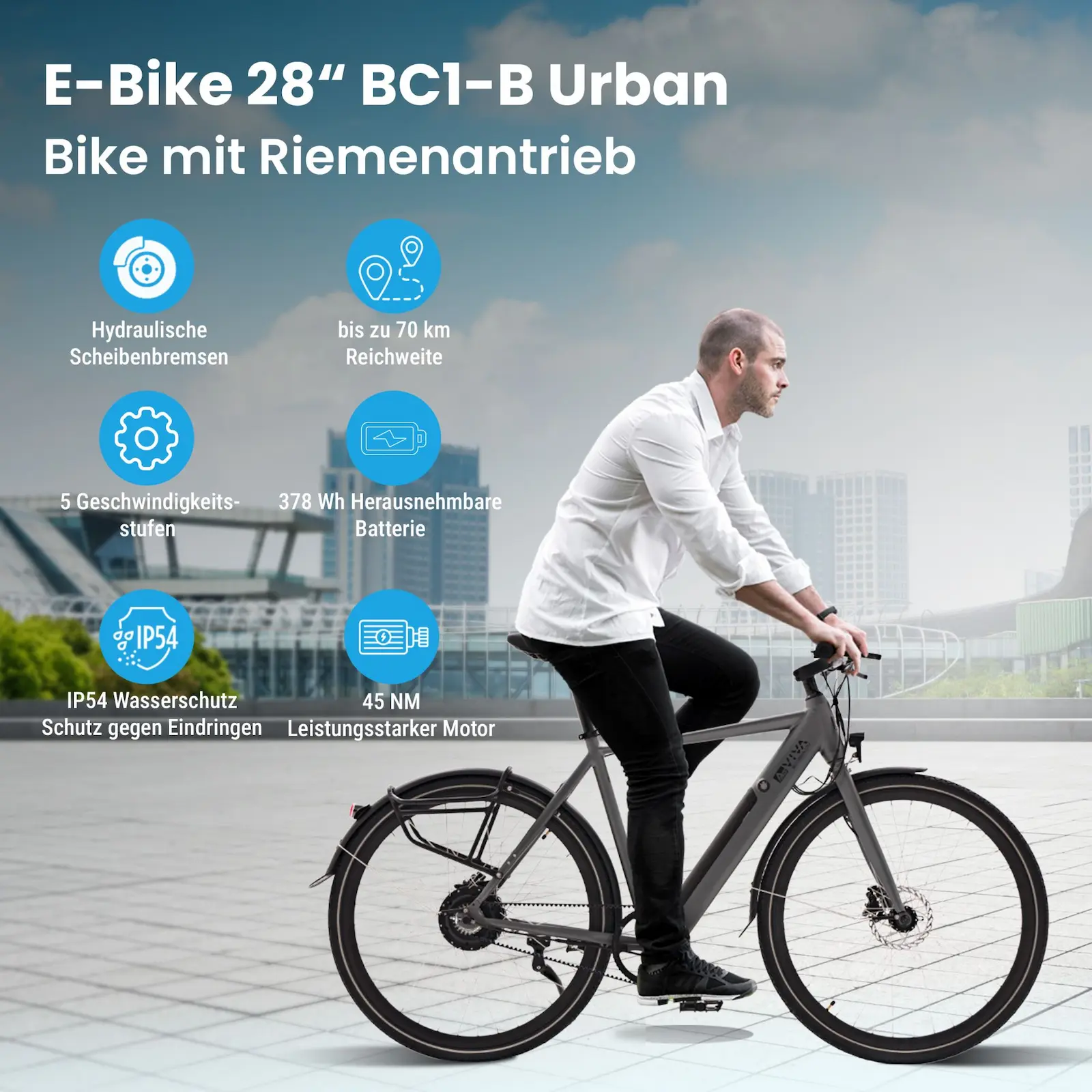 AsVIVA E-Bike BC1B – 28" Urban Citybike - Produktansicht