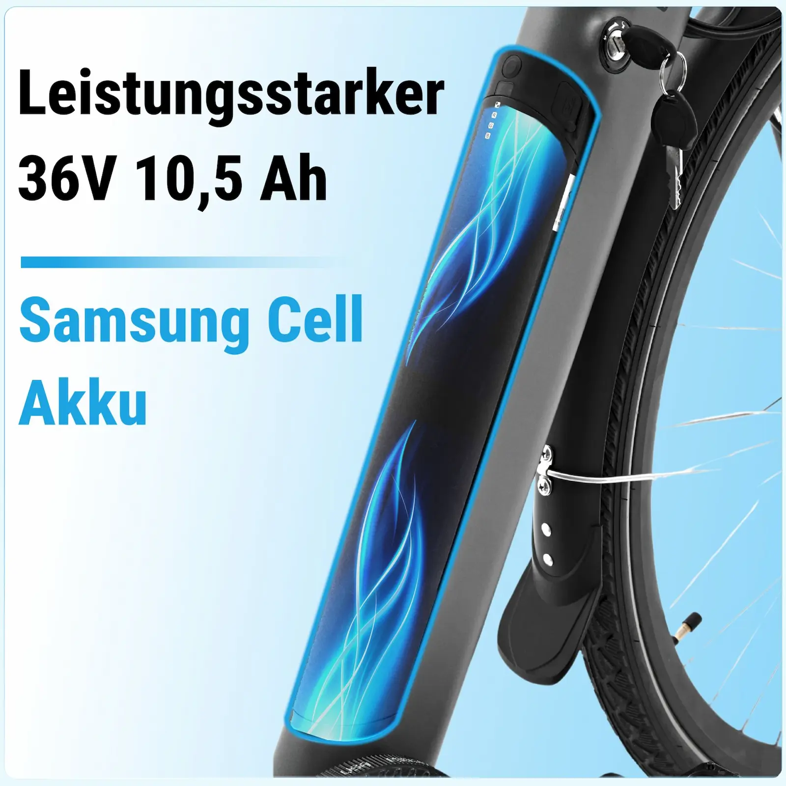 AsVIVA E-Bike BC1B – 28" Urban Citybike - Antrieb und Akku