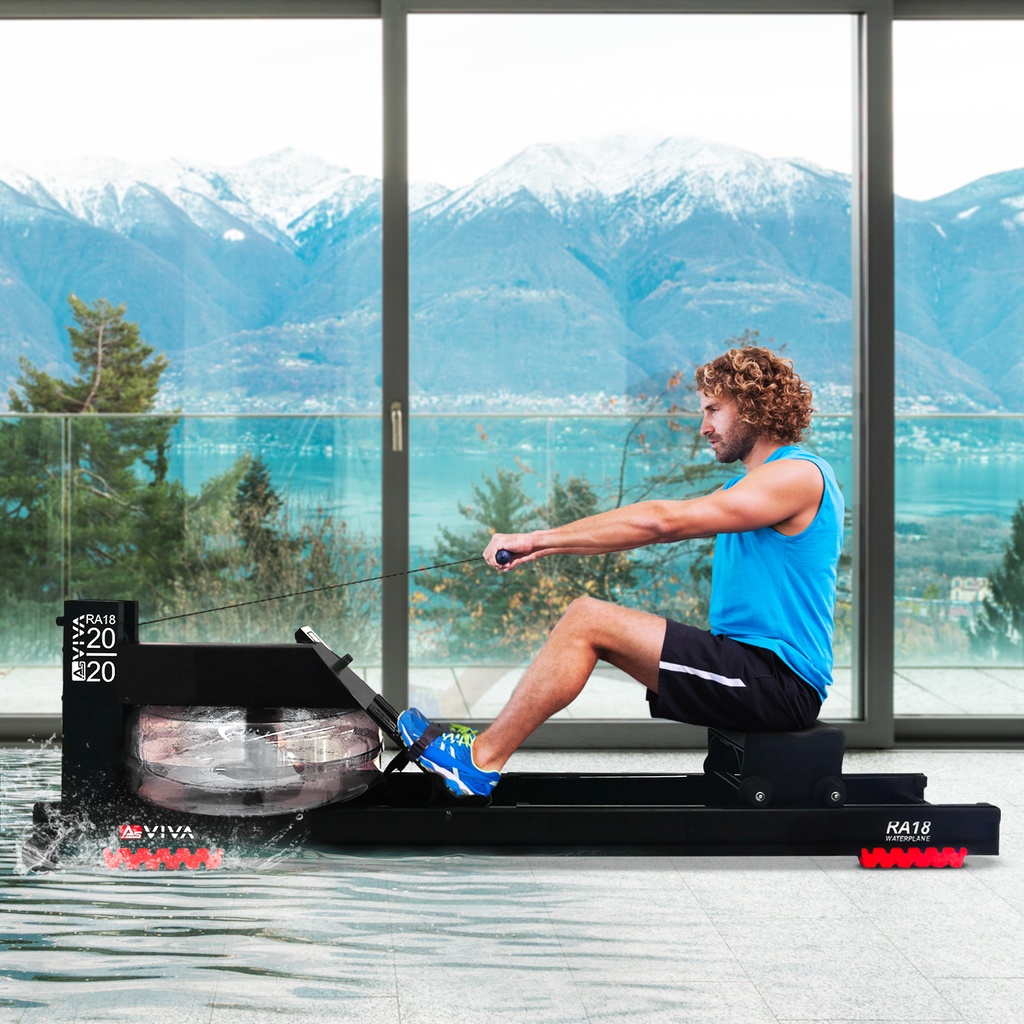 AsVIVA Wasser-Rudergerät RA18 Pro - Trainingsansicht