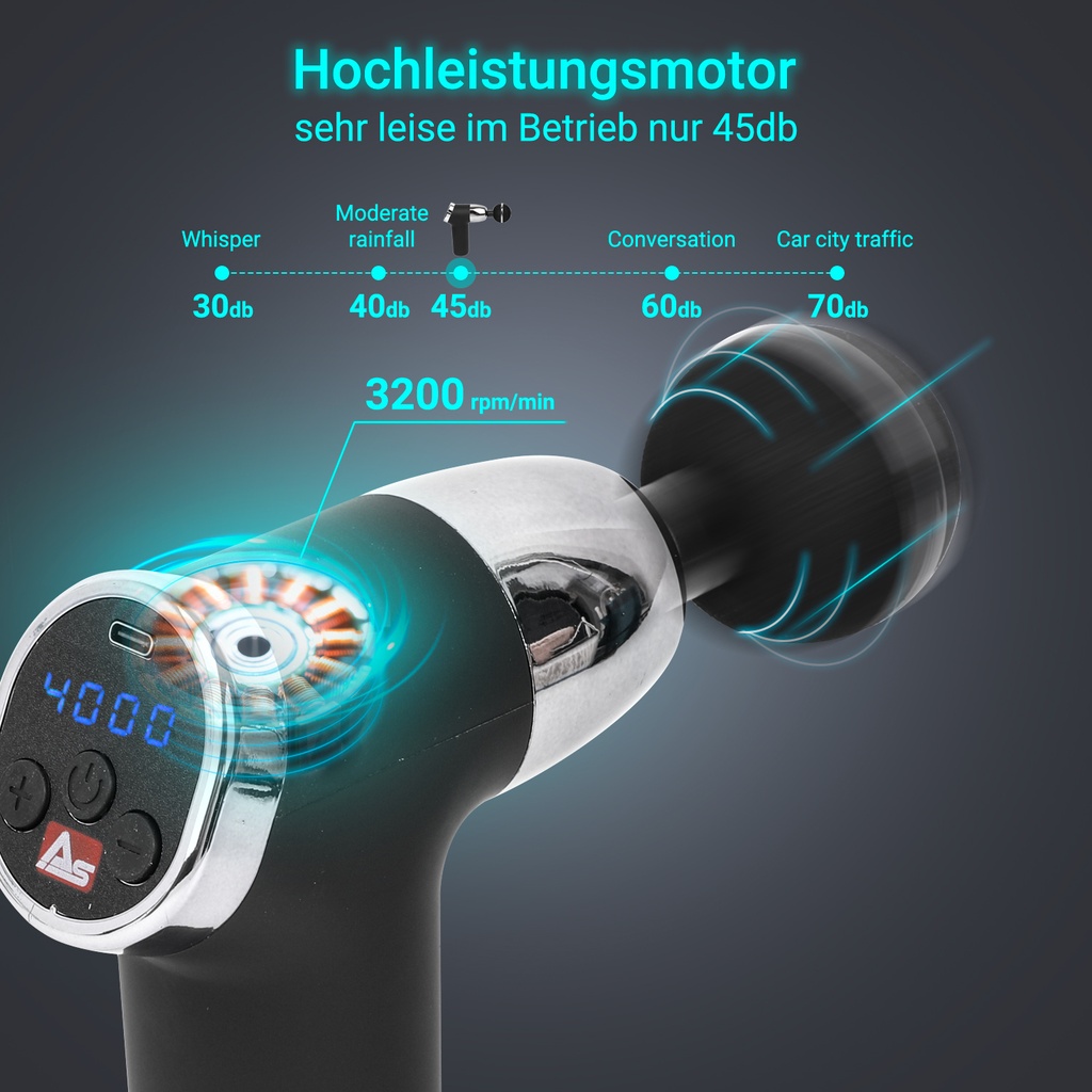 AsVIVA Massagepistole MGN2 - Rose - Antrieb und Akku